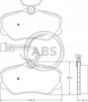 Комплект гальмівних колодок, дискове гальмо A.B.S. 36655