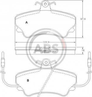 Комплект тормозных колодок, дисковый тормоз A.B.S. 36768