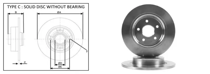 Диск тормозной зад. Volvo C30, C70 II, S40 II, V40, V50 Ford C-Max, Focus C-Max, Focus Ii 1.5-2.5 A-PLUS 61301AP (фото 1)