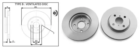 Диск тормозной передний Toyota Yaris (_P13_) (10-12-) APPLUS A-PLUS 61313AP