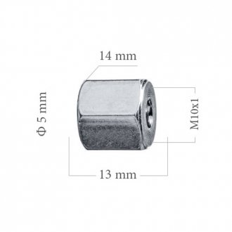 Штуцер М10x1 гальмівної трубки 4,75мм (мама) L=13мм ACS 5-100-106