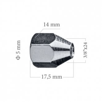 Штуцер 3/8x24 тормозной трубки 4,75мм (мама) L=17,5мм ACS 5-100-110