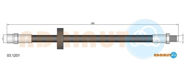 Vw шланг тормозной пер. (385мм) lt 83-96, audi 100 82 ADRIAUTO 03.1201 (фото 1)