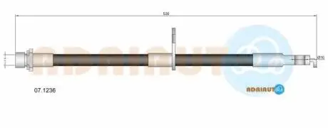 Citroen шланг тормозной пер. прав.c1, toyota aygo ADRIAUTO 07.1236