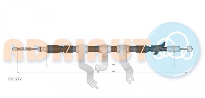 Трос гальма стоянки зади наліво ADRIAUTO 09.0272 (фото 1)