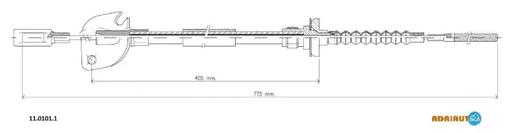 Трос сцепления (775мм-405мм) FIAT CINQUECENTO, SEICENTO - 600 1.1 10.94-01.10 ADRIAUTO 1101011 (фото 1)