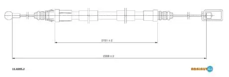 Citroen трос ручного тормоза c8 прав. ADRIAUTO 11.0205.2