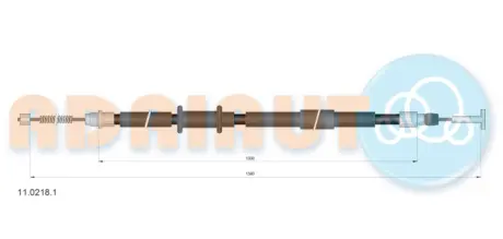 Трос стояночного тормоза задний (1380мм-1000мм) FIAT BRAVA, BRAVO I, MAREA 1.6-1.9D 10.95-12.02 ADRIAUTO 1102181