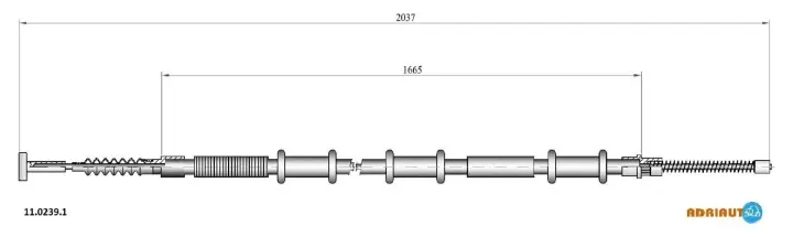 Фото 1 - Трос стояночного тормоза заднего (2035мм-1665мм) FIAT MULTIPLA 1.6-1.9D 04.99-06.10 ADRIAUTO 1102391 Трос стояночного тормоза заднего (2035мм-1665мм) FIAT MULTIPLA 1.6-1.9D 04.99-06.10 ADRIAUTO 1102391 (фото 1)