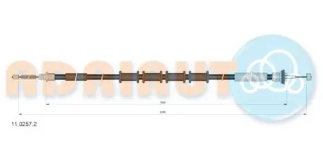 Fiat трос ручного гальма лев./прав.doblo 10-, opel combo 12- 2223/1938 мм ADRIAUTO 11.0257.2