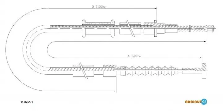 Fiat трос ручного тормоза palio 96-, albea ADRIAUTO 11.0265.1 (фото 1)