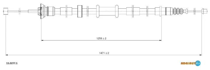Фото 1 - Трос стояночного тормоза заднего (1470мм-1260мм) FIAT PANDA, PANDA-HATCHBACK 1.2-1.3D 09.04- ADRIAUTO 1102771 Трос стояночного тормоза заднего (1470мм-1260мм) FIAT PANDA, PANDA-HATCHBACK 1.2-1.3D 09.04- ADRIAUTO 1102771 (фото 1)