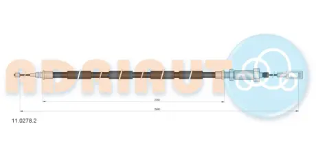 Трос стояночного тормоза задн (2580мм-2410мм) FIAT DUCATO 2.3D 03.10- ADRIAUTO 1102782