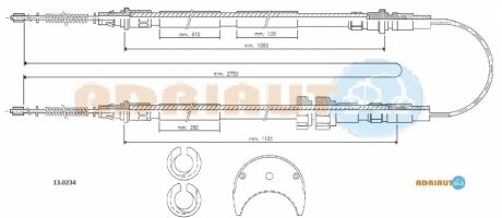 Ford трос ручного тормоза fiesta 86- ADRIAUTO 13.0234 (фото 1)