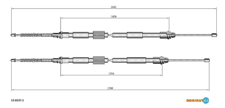 Трос стояночного тормоза задний ford courier, ka, street ka 1.3/1.6/1.8d 09.96-11.08 ADRIAUTO 1302371 (фото 1)