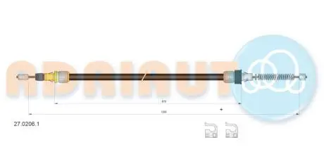 Smart трос ручного тормоза 1035/870+1035/870 мм roadster 03- ADRIAUTO 27.0206.1