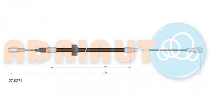 Db трос ручного тормоза sprinter 1435 285 передн. ADRIAUTO 27.0274 (фото 1)