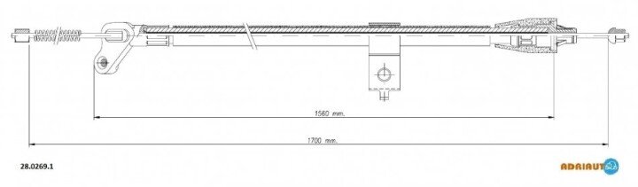 Nissan трос ручного тормоза прав. 1700/1560 мм juke 10- ADRIAUTO 28.0269.1 (фото 1)