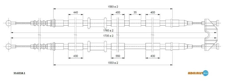 Opel трос ручного гальма astra sw 04- ADRIAUTO 33.0218.1 (фото 1)