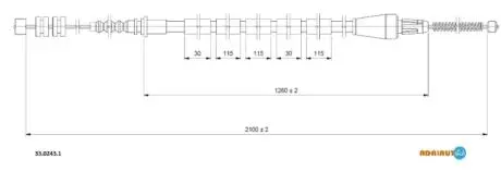 Opel трос ручного гальма прав. frontera -98. ADRIAUTO 33.0243.1