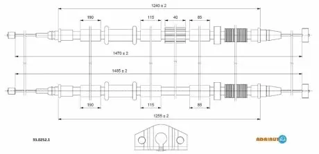 Opel трос ручного тормоза corsa d (5-дверь.) ADRIAUTO 33.0252.1