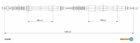 Opel трос ручного тормоза задн. лев.corsa c 01- ADRIAUTO 33.0290