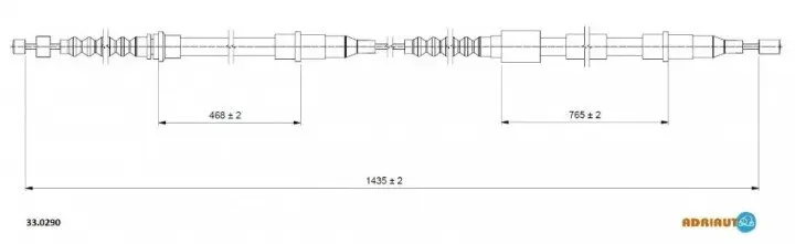 Opel трос ручного тормоза задн. лев.corsa c 01- ADRIAUTO 33.0290 (фото 1)
