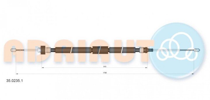 Citroen трос ручного гальма задн. Бораб. механ. 1790/915 мм c3 iii, peugeot 208 i ADRIAUTO 35.0235.1 (фото 1)