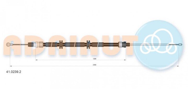 Renault трос ручного гальма kangoo ii (лев/пр.) диск. (Дов. база) (2392/1297mm) ADRIAUTO 41.0239.2 (фото 1)
