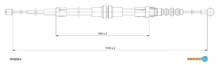 Vw трос ручного тормоза прав/лев caddy 04-. (1705/540mm) ADRIAUTO 55.0224.1 (фото 1)