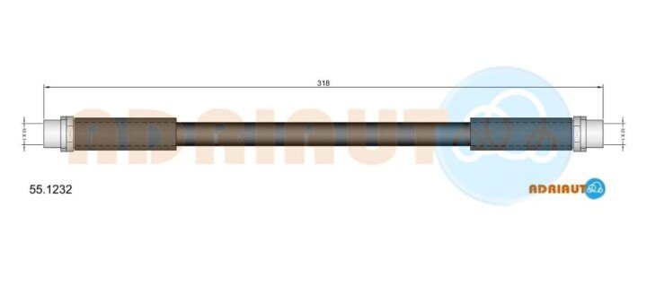 Vw шланг гальмівний перед. audi a4/6 -01passat 96-05 skoda ADRIAUTO 55.1232 (фото 1)