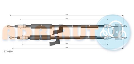 Volvo трос ручного гальма c30, c70 ii, v40 ADRIAUTO 57.0258