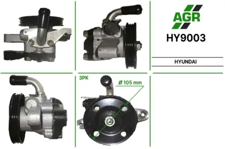 Насос ГУР новый HYUNDAI COUPE 96-02,ELANTRA 00-06,ELANTRA 00-06,HYUNDAI MATRIX (FC) 01-10 AGR HY9003