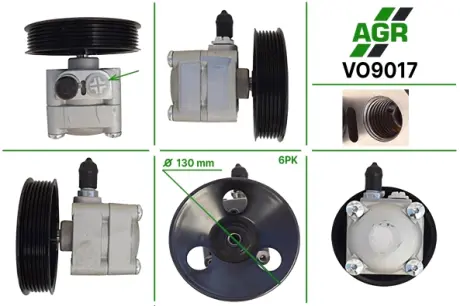 Насос ГУР новый VOLVO C70 I кабрио 98-05,C70 I купе 97-02,S70 97-00,S80 I 99-06,V70 I 97-00 AGR VO9017