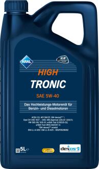 Масло для двигателя SAE 5w40 HIGH TRONIC ARAL HIGHTRONIC5W405L