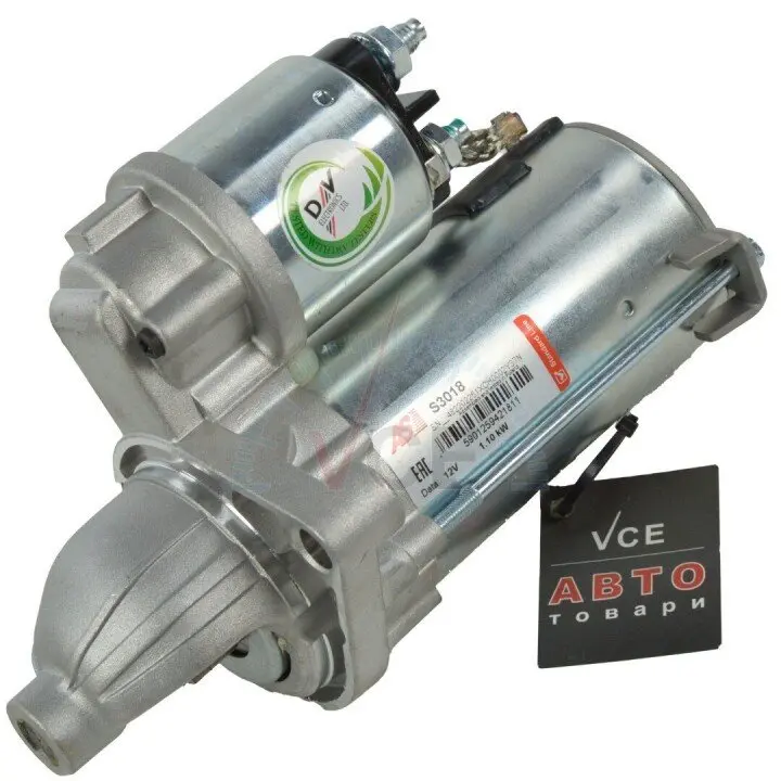 Стартер va 12v-1.1kw-9t, d6g33, cs1334, fiat, lancia, opel AS S3018 (фото 1)