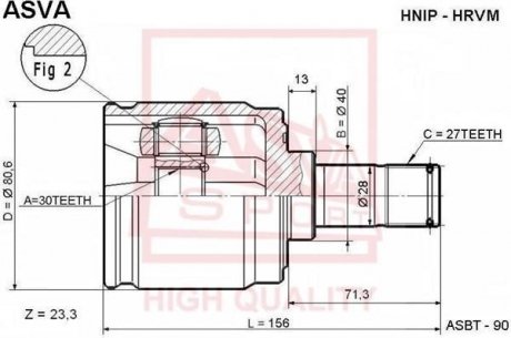 ШРКШ внутрішній правий 30x40x27 (honda accord cl/cn/cm 2002-) ASVA HNIP-HRVM