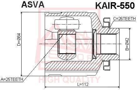 ШРКШ внутрішній правий 25x42x26 (hyundai tucson 2004-2010) ASVA KAIR-550