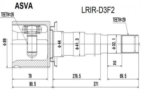 ШРКШ внутрішній правий 26x44x29 (land rover discovery iii 2005-2009) ASVA LRIR-D3F2
