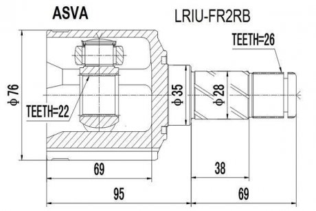 ШРКШ внутрішній задній 22x35x26 (land rover freelander2) ASVA LRIU-FR2RB