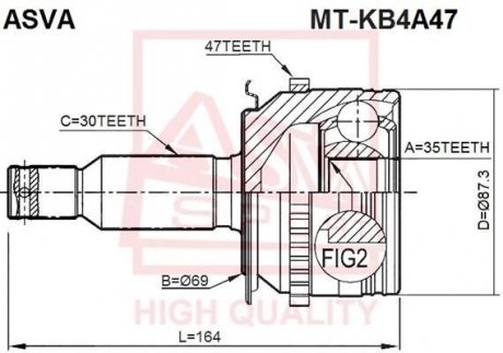 ШРУС наружный 30x41x27 (mitsubishi l200 kb4t 2005-) ASVA MT-KB4A47 (фото 1)