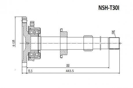 Піввісь з підвісним підшипником 29x445 (nissan x-trail t30 2000-2006) ASVA NSH-T30I