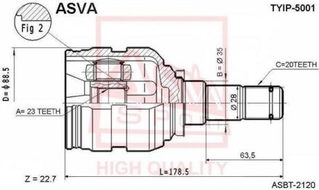 ШРУС внутренний левый 23x35x20. ASVA TYIP-5001 (фото 1)