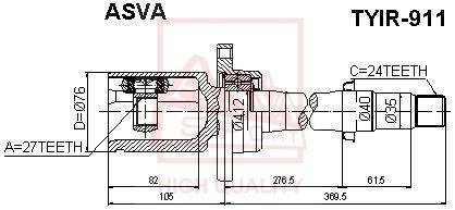 ШРУС внутренний правый 24x40x24 (toyota rav4 aca3# ASVA TYIR-911 (фото 1)