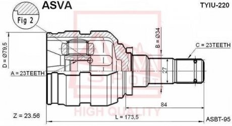 ШРКШ внутрішній 23x34x23 (toyota avensis at220/zzt220 1997-2003) ASVA TYIU-220 (фото 1)