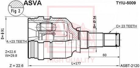 ШРКШ внутрішній 23x34x23 (toyota carina e at190/st191/ct190 1992-1997) ASVA TYIU-5009