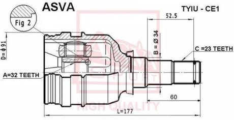 ШРУС внутренний 32x34x23 (toyota carina e(ukp) at190/st190 1992-1997) ASVA TYIU-CE1