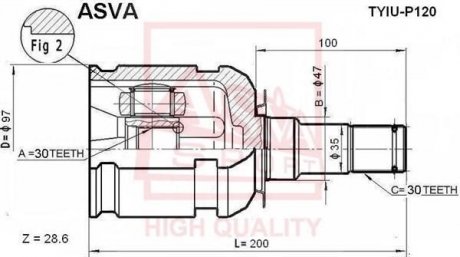 ШРКШ внутрішній 30x47x30 (toyota land cruiser prado 120 2002-) ASVA TYIU-P120
