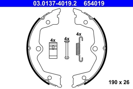 Комплект тормозных колодок, стояночная тормозная система. ATE 03.0137-4019.2