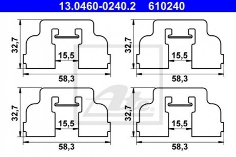 Комплектующие, колодки дискового тормоза ATE 13.0460-0240.2